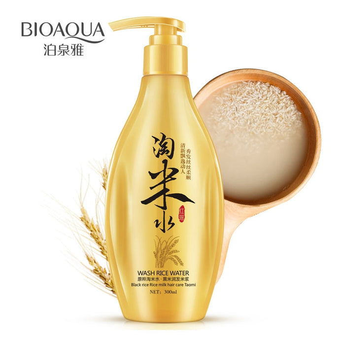 BIOAQUA China Tradition Wash Rice Water Shampoo Black Rice Milk Hair Care Oil-control Itching Conditioning Treatment 300ml